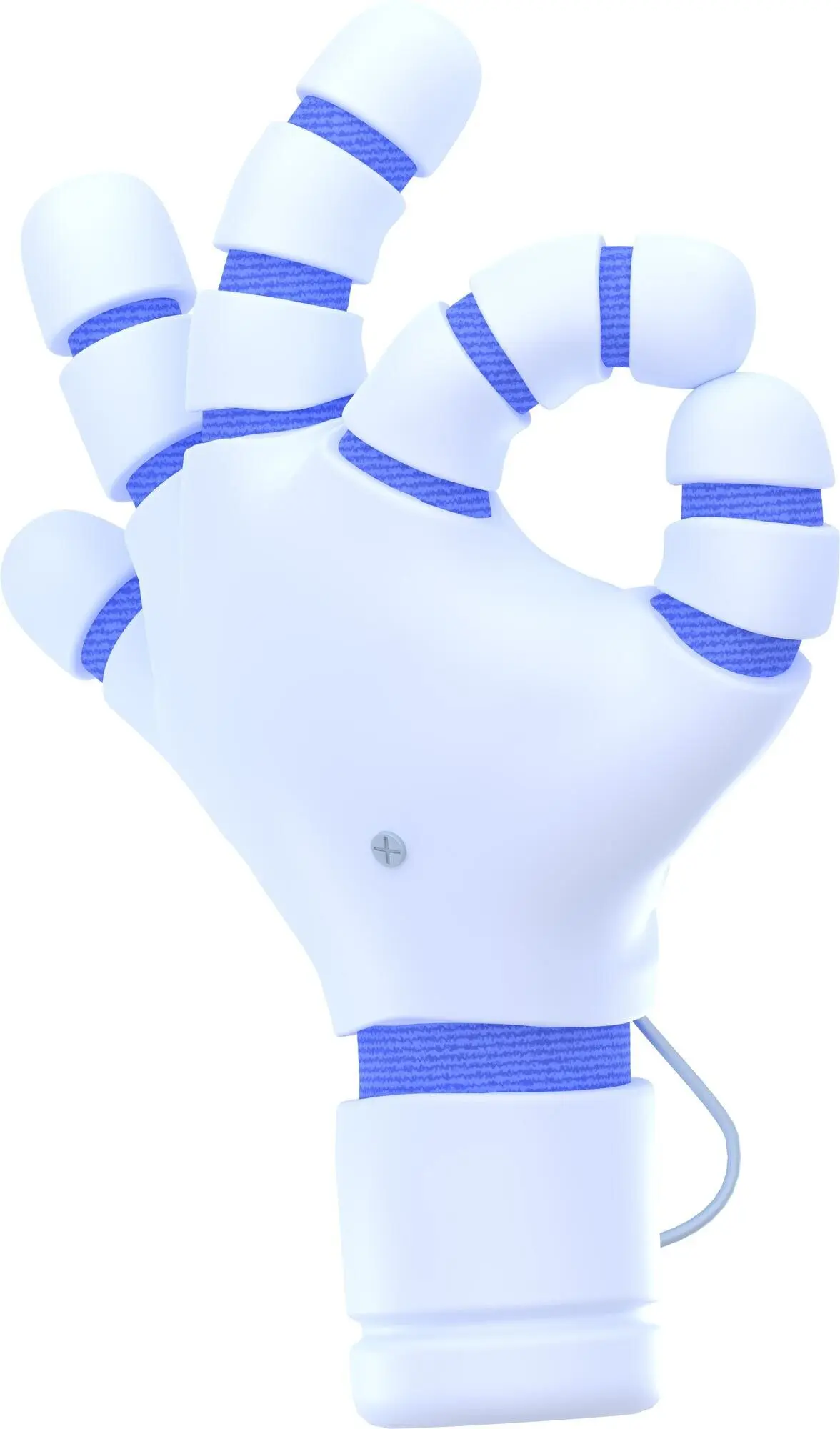 Roboterhand zeigt OK-Geste, 3D-Rendering, Chatbot.
